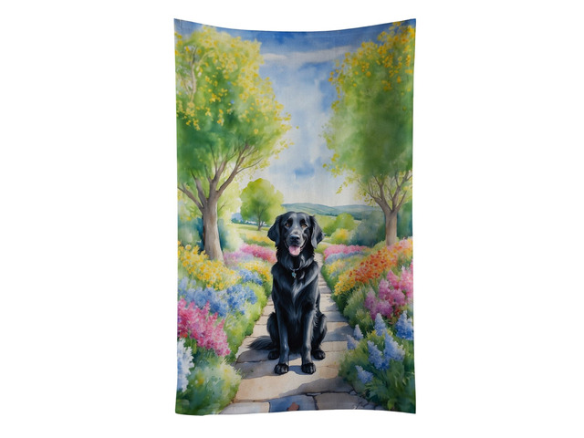 Flat-Coated Retriever Spring Path Kitchen Towel Dish Cloths Guest Hand Towel Decorative Bathroom Towel for Face,Tea, Dishcloth, Kitchen and Bath