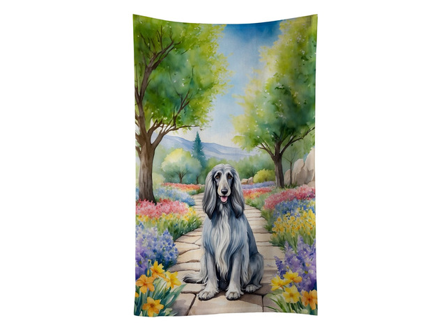 Afghan Hound Spring Garden Kitchen Towel Dish Cloths Guest Hand Towel Decorative Bathroom Towel for Face,Tea, Dishcloth, Kitchen and Bath