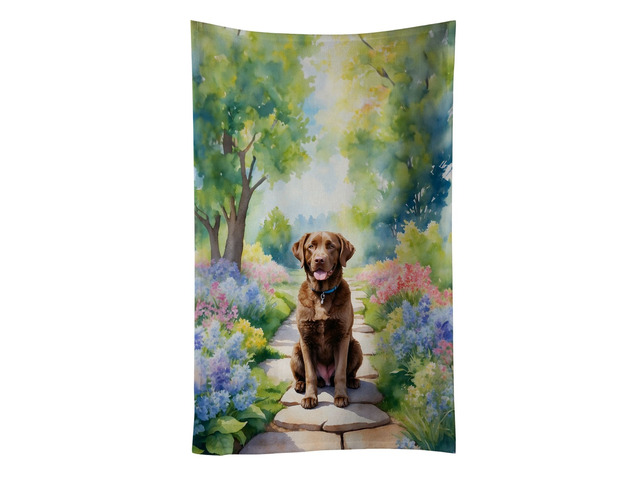 Chesapeake Bay Retriever Spring Path Kitchen Towel Dish Cloths Guest Hand Towel Decorative Bathroom Towel for Face,Tea, Dishcloth, Kitchen and Bath