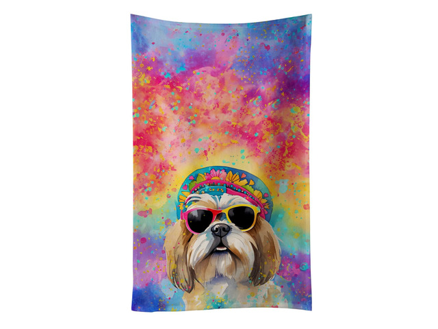 Shih Tzu Hippie Dawg Kitchen Towel Dish Cloths Guest Hand Towel Decorative Bathroom Towel for Face,Tea, Dishcloth, Kitchen and Bath