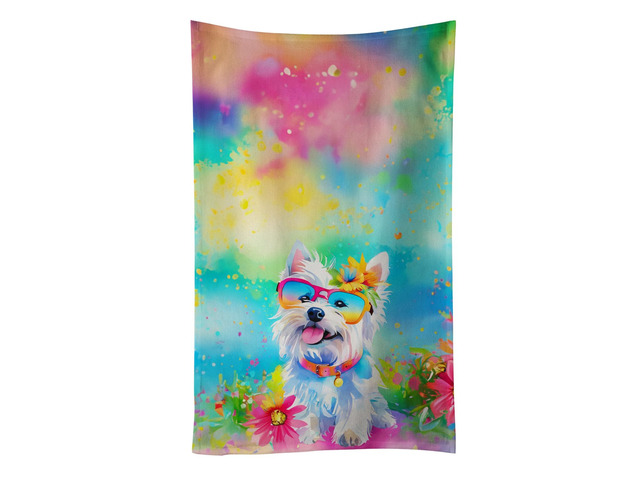 Westie Hippie Dawg Kitchen Towel Dish Cloths Guest Hand Towel Decorative Bathroom Towel for Face,Tea, Dishcloth, Kitchen and Bath