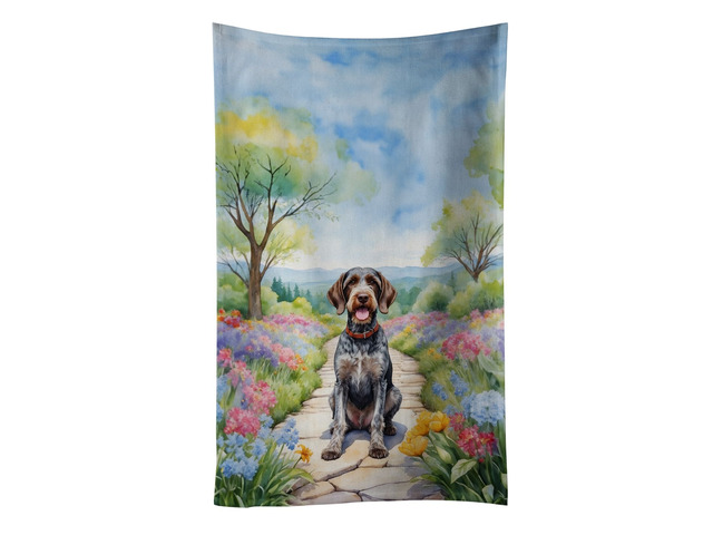 German Wirehaired Pointer Spring Path Kitchen Towel Dish Cloths Guest Hand Towel Decorative Bathroom Towel for Face,Tea, Dishcloth, Kitchen and Bath