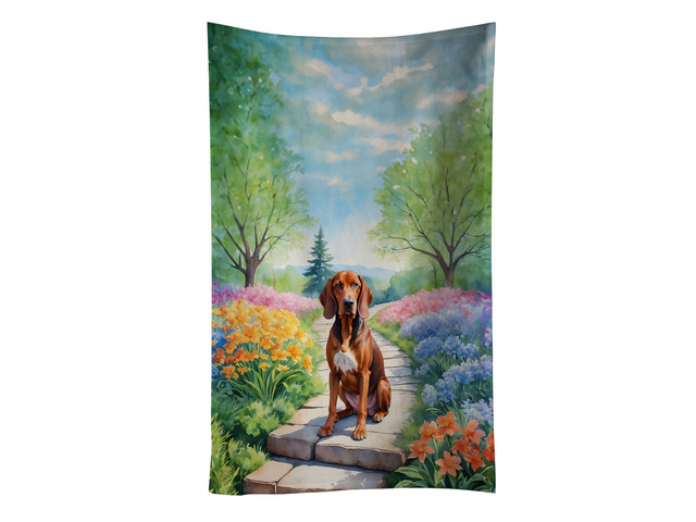 Redbone Coonhound Spring Path Kitchen Towel Dish Cloths Guest Hand Towel Decorative Bathroom Towel for Face,Tea, Dishcloth, Kitchen and Bath