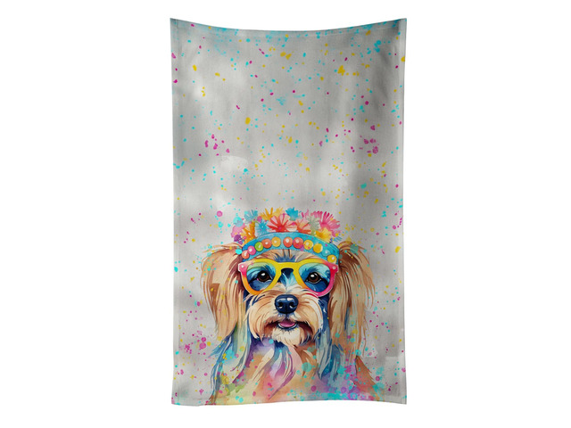 Yorkshire Terrier Hippie Dawg Kitchen Towel Dish Cloths Guest Hand Towel Decorative Bathroom Towel for Face,Tea, Dishcloth, Kitchen and Bath