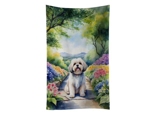 Lhasa Apso Spring Path Kitchen Towel Dish Cloths Guest Hand Towel Decorative Bathroom Towel for Face,Tea, Dishcloth, Kitchen and Bath