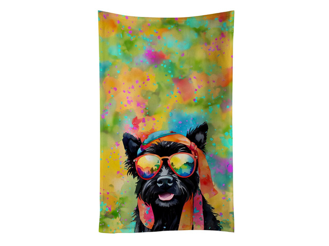 Scottish Terrier Hippie Dawg Kitchen Towel Dish Cloths Guest Hand Towel Decorative Bathroom Towel for Face,Tea, Dishcloth, Kitchen and Bath