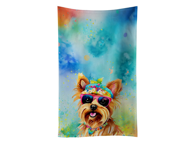 Yorkshire Terrier Hippie Dawg Kitchen Towel Dish Cloths Guest Hand Towel Decorative Bathroom Towel for Face,Tea, Dishcloth, Kitchen and Bath