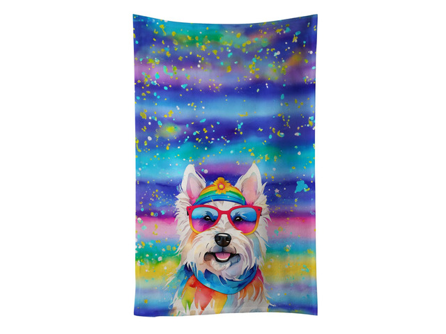 Westie Hippie Dawg Kitchen Towel Dish Cloths Guest Hand Towel Decorative Bathroom Towel for Face,Tea, Dishcloth, Kitchen and Bath