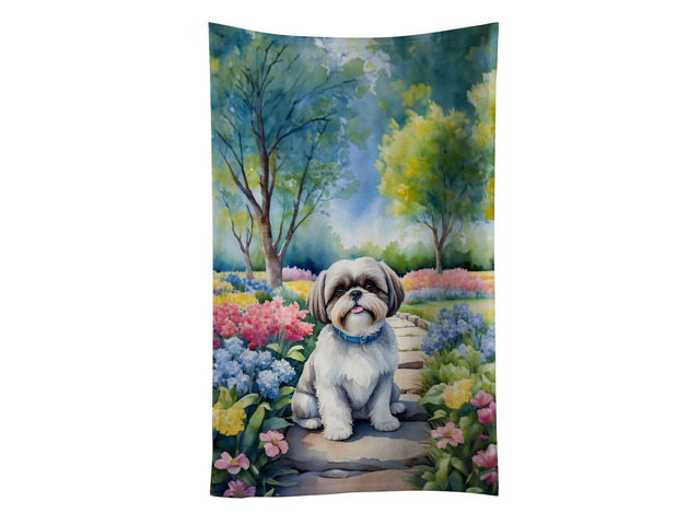 Shih Tzu Spring Path Kitchen Towel Dish Cloths Guest Hand Towel Decorative Bathroom Towel for Face,Tea, Dishcloth, Kitchen and Bath