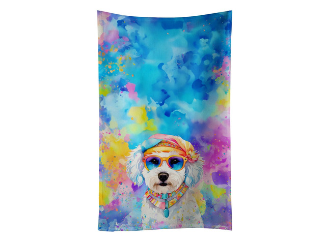 Bichon Frise Hippie Dawg Kitchen Towel Dish Cloths Guest Hand Towel Decorative Bathroom Towel for Face,Tea, Dishcloth, Kitchen and Bath