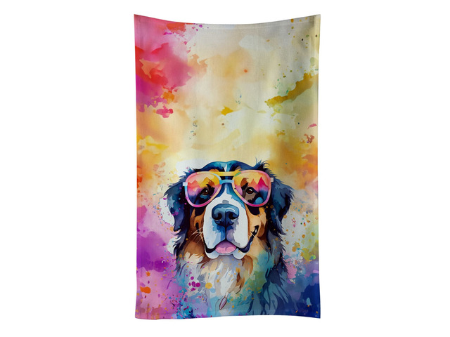 Bernese Mountain Dog Hippie Dawg Kitchen Towel Dish Cloths Guest Hand Towel Decorative Bathroom Towel for Face,Tea, Dishcloth, Kitchen and Bath