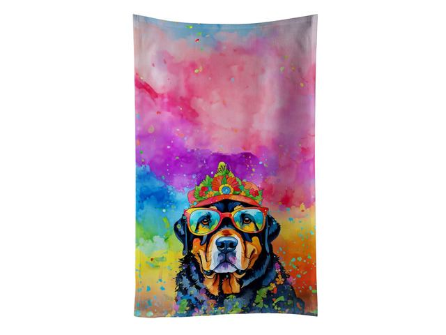Rottweiler Hippie Dawg Kitchen Towel Dish Cloths Guest Hand Towel Decorative Bathroom Towel for Face,Tea, Dishcloth, Kitchen and Bath