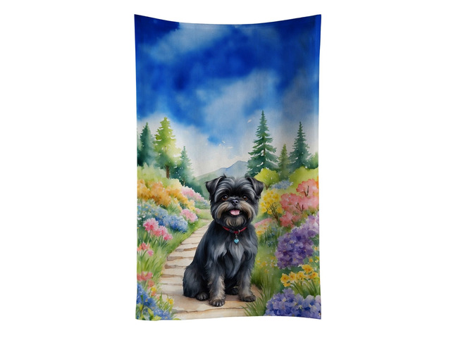 Affenpinscher Spring Garden Kitchen Towel Dish Cloths Guest Hand Towel Decorative Bathroom Towel for Face,Tea, Dishcloth, Kitchen and Bath