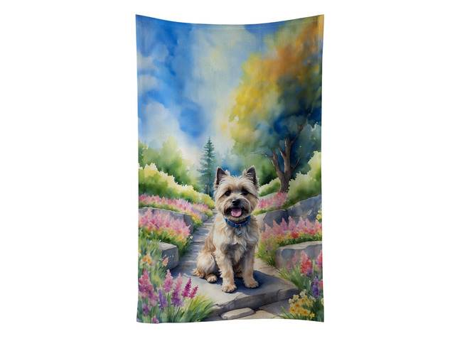 Cairn Terrier Spring Path Kitchen Towel Dish Cloths Guest Hand Towel Decorative Bathroom Towel for Face,Tea, Dishcloth, Kitchen and Bath