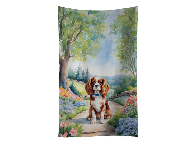Cavalier Spaniel Spring Path Kitchen Towel Dish Cloths Guest Hand Towel Decorative Bathroom Towel for Face,Tea, Dishcloth, Kitchen and Bath