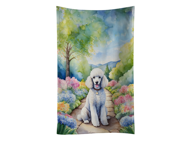 White Poodle Spring Path Kitchen Towel Dish Cloths Guest Hand Towel Decorative Bathroom Towel for Face,Tea, Dishcloth, Kitchen and Bath