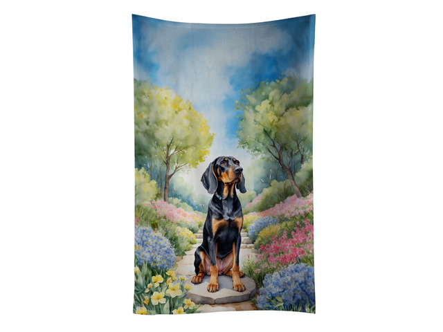 Black and Tan Coonhound Spring Path Kitchen Towel Dish Cloths Guest Hand Towel Decorative Bathroom Towel for Face,Tea, Dishcloth, Kitchen and Bath