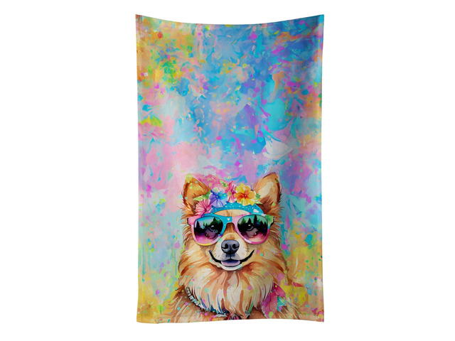 Pomeranian Hippie Dawg Kitchen Towel Dish Cloths Guest Hand Towel Decorative Bathroom Towel for Face,Tea, Dishcloth, Kitchen and Bath