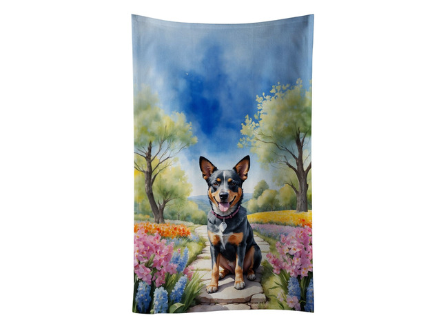 Australian Cattle Dog Spring Garden Kitchen Towel Dish Cloths Guest Hand Towel Decorative Bathroom Towel for Face,Tea, Dishcloth, Kitchen and Bath