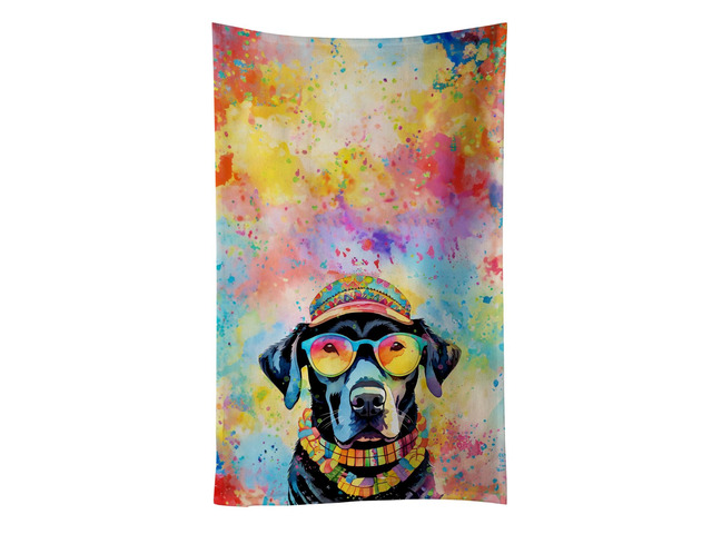 Black Labrador Hippie Dawg Kitchen Towel Dish Cloths Guest Hand Towel Decorative Bathroom Towel for Face,Tea, Dishcloth, Kitchen and Bath