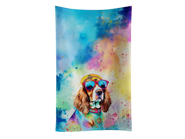 Cavalier Spaniel Hippie Dawg Kitchen Towel Dish Cloths Guest Hand Towel Decorative Bathroom Towel for Face,Tea, Dishcloth, Kitchen and Bath