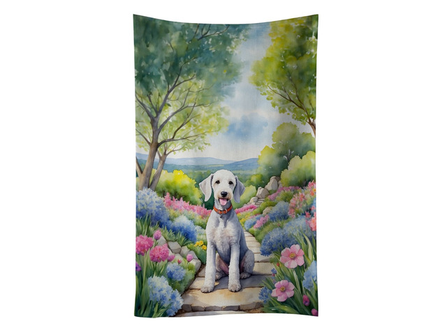 Bedlington Terrier Spring Garden Kitchen Towel Dish Cloths Guest Hand Towel Decorative Bathroom Towel for Face,Tea, Dishcloth, Kitchen and Bath