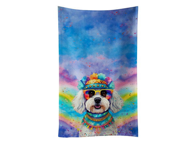 Bichon Frise Hippie Dawg Kitchen Towel Dish Cloths Guest Hand Towel Decorative Bathroom Towel for Face,Tea, Dishcloth, Kitchen and Bath