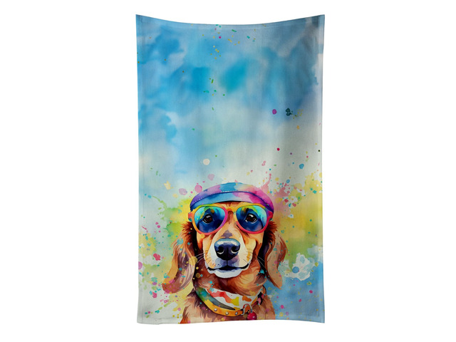 Dachshund Hippie Dawg Kitchen Towel Dish Cloths Guest Hand Towel Decorative Bathroom Towel for Face,Tea, Dishcloth, Kitchen and Bath
