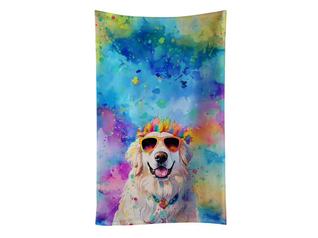 Great Pyrenees Hippie Dawg Kitchen Towel Dish Cloths Guest Hand Towel Decorative Bathroom Towel for Face,Tea, Dishcloth, Kitchen and Bath