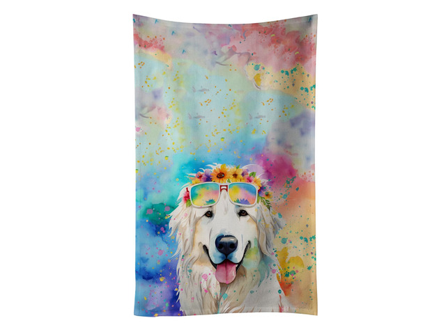 Great Pyrenees Hippie Dawg Kitchen Towel Dish Cloths Guest Hand Towel Decorative Bathroom Towel for Face,Tea, Dishcloth, Kitchen and Bath