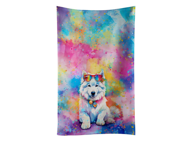 Samoyed Hippie Dawg Kitchen Towel Dish Cloths Guest Hand Towel Decorative Bathroom Towel for Face,Tea, Dishcloth, Kitchen and Bath