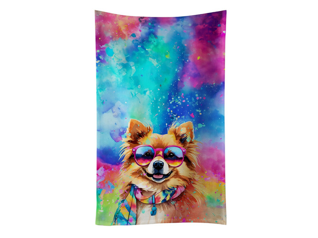 Pomeranian Hippie Dawg Kitchen Towel Dish Cloths Guest Hand Towel Decorative Bathroom Towel for Face,Tea, Dishcloth, Kitchen and Bath