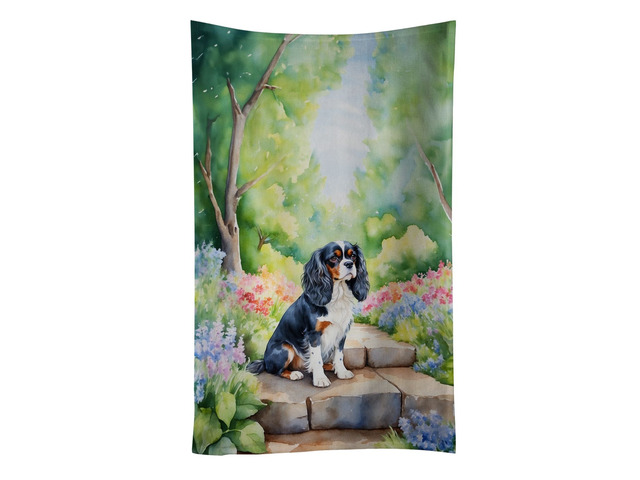 Cavalier Spaniel Spring Path Kitchen Towel Dish Cloths Guest Hand Towel Decorative Bathroom Towel for Face,Tea, Dishcloth, Kitchen and Bath