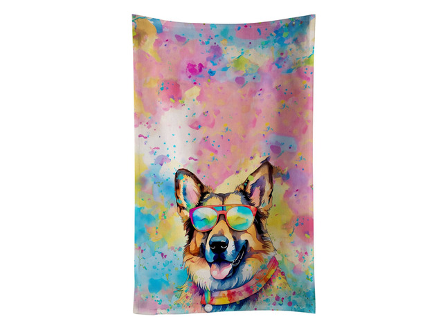 German Shepherd Hippie Dawg Kitchen Towel Dish Cloths Guest Hand Towel Decorative Bathroom Towel for Face,Tea, Dishcloth, Kitchen and Bath