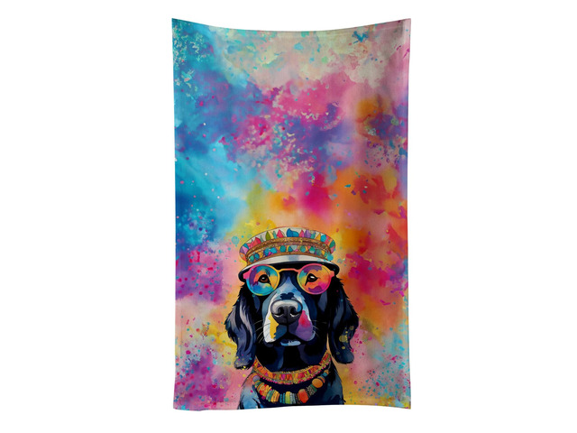 Black Labrador Hippie Dawg Kitchen Towel Dish Cloths Guest Hand Towel Decorative Bathroom Towel for Face,Tea, Dishcloth, Kitchen and Bath