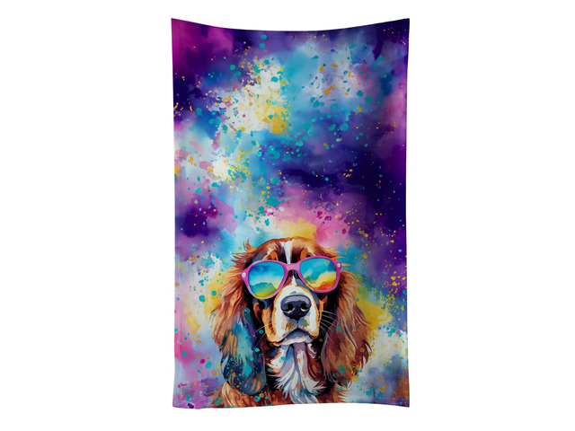 Cavalier Spaniel Hippie Dawg Kitchen Towel Dish Cloths Guest Hand Towel Decorative Bathroom Towel for Face,Tea, Dishcloth, Kitchen and Bath