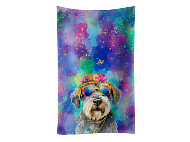 Schnauzer Hippie Dawg Kitchen Towel Dish Cloths Guest Hand Towel Decorative Bathroom Towel for Face,Tea, Dishcloth, Kitchen and Bath