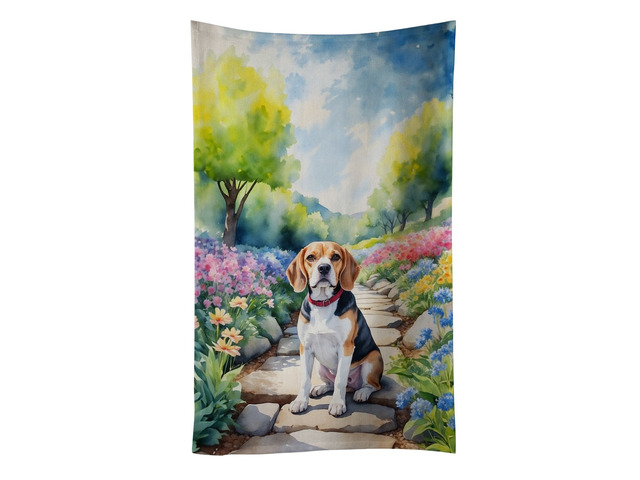 Beagle Spring Garden Kitchen Towel Dish Cloths Guest Hand Towel Decorative Bathroom Towel for Face,Tea, Dishcloth, Kitchen and Bath