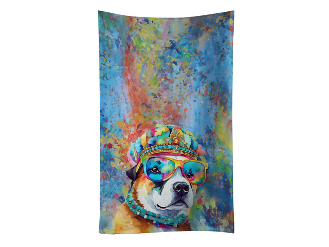 Akita Hippie Dawg Kitchen Towel Dish Cloths Guest Hand Towel Decorative Bathroom Towel for Face,Tea, Dishcloth, Kitchen and Bath