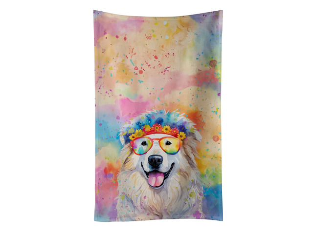 Great Pyrenees Hippie Dawg Kitchen Towel Dish Cloths Guest Hand Towel Decorative Bathroom Towel for Face,Tea, Dishcloth, Kitchen and Bath