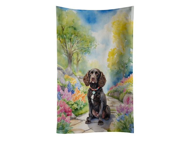 American Water Spaniel Spring Garden Kitchen Towel Dish Cloths Guest Hand Towel Decorative Bathroom Towel for Face,Tea, Dishcloth, Kitchen and Bath