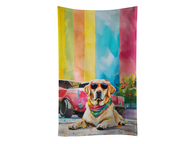 Yellow Labrador Hippie Dawg Kitchen Towel Dish Cloths Guest Hand Towel Decorative Bathroom Towel for Face,Tea, Dishcloth, Kitchen and Bath