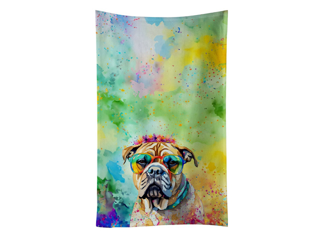Bullmastiff Hippie Dawg Kitchen Towel Dish Cloths Guest Hand Towel Decorative Bathroom Towel for Face,Tea, Dishcloth, Kitchen and Bath