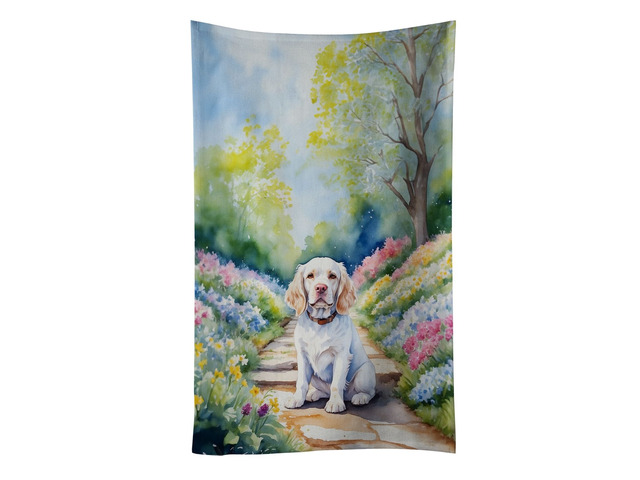 Clumber Spaniel Spring Path Kitchen Towel Dish Cloths Guest Hand Towel Decorative Bathroom Towel for Face,Tea, Dishcloth, Kitchen and Bath