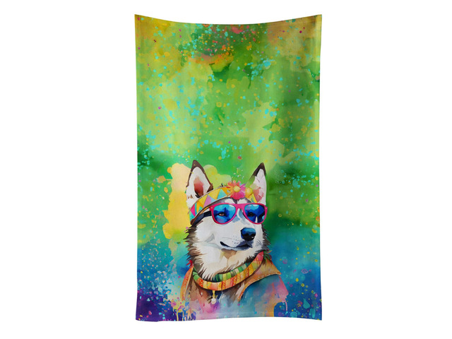 Siberian Husky Hippie Dawg Kitchen Towel Dish Cloths Guest Hand Towel Decorative Bathroom Towel for Face,Tea, Dishcloth, Kitchen and Bath
