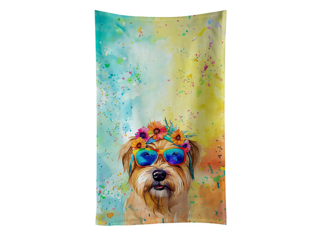 Cairn Terrier Hippie Dawg Kitchen Towel Dish Cloths Guest Hand Towel Decorative Bathroom Towel for Face,Tea, Dishcloth, Kitchen and Bath
