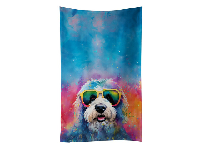 Old English Sheepdog Hippie Dawg Kitchen Towel Dish Cloths Guest Hand Towel Decorative Bathroom Towel for Face,Tea, Dishcloth, Kitchen and Bath