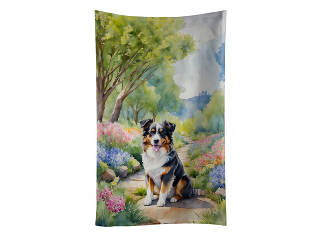 Australian Shepherd Spring Garden Kitchen Towel Dish Cloths Guest Hand Towel Decorative Bathroom Towel for Face,Tea, Dishcloth, Kitchen and Bath