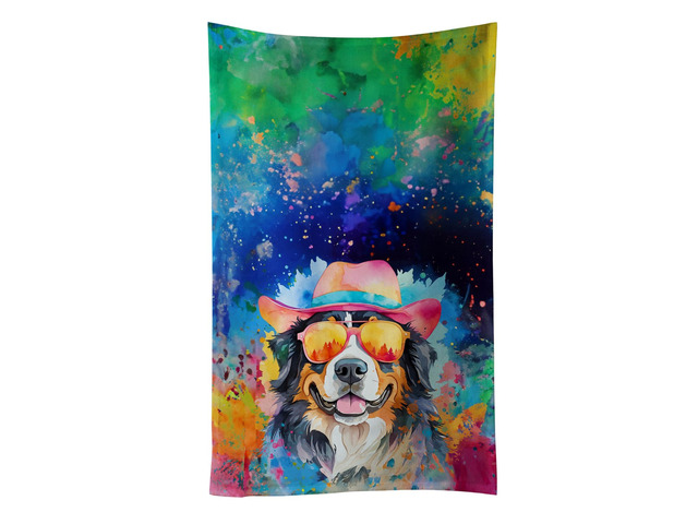 Bernese Mountain Dog Hippie Dawg Kitchen Towel Dish Cloths Guest Hand Towel Decorative Bathroom Towel for Face,Tea, Dishcloth, Kitchen and Bath