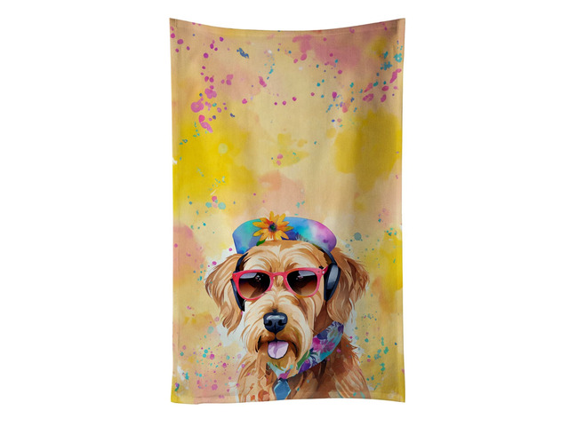 Airedale Terrier Hippie Dawg Kitchen Towel Dish Cloths Guest Hand Towel Decorative Bathroom Towel for Face,Tea, Dishcloth, Kitchen and Bath
